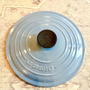 Le Creuset Pale Blue Enamel Cast Iron Lid with Black Knob VTG 10”